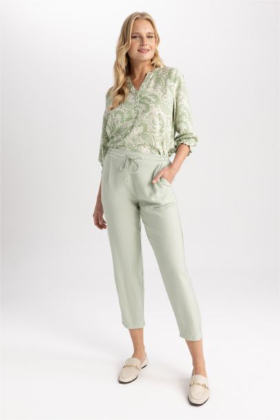 Pantalon De Jogging En Lin Taille Haute