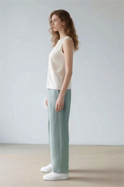 Linen Look Pocketed High Waist Straight Leg Joggers