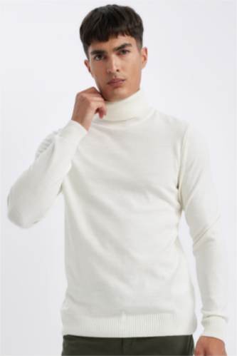 Slim Fit Turtleneck Basic Knitted Pullover