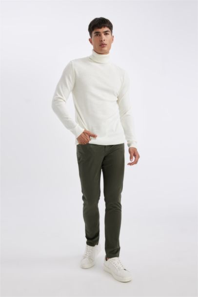 Slim Fit Turtleneck Basic Knitted Pullover