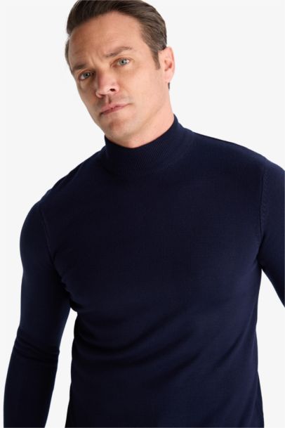 Slim Fit Turtleneck Basic Knit Pullover