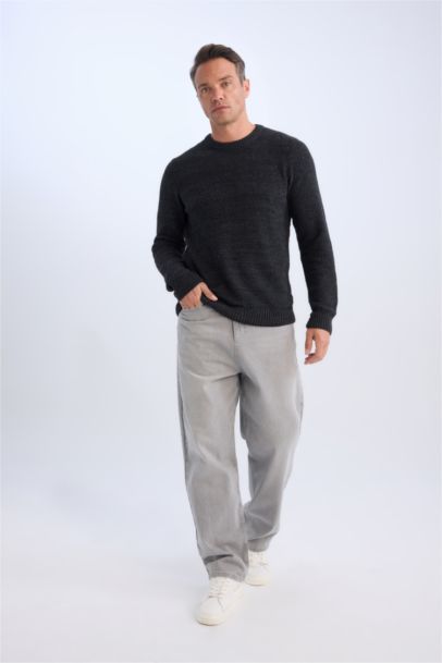 بلوز صوف قصة عادية بياخة مستديرة