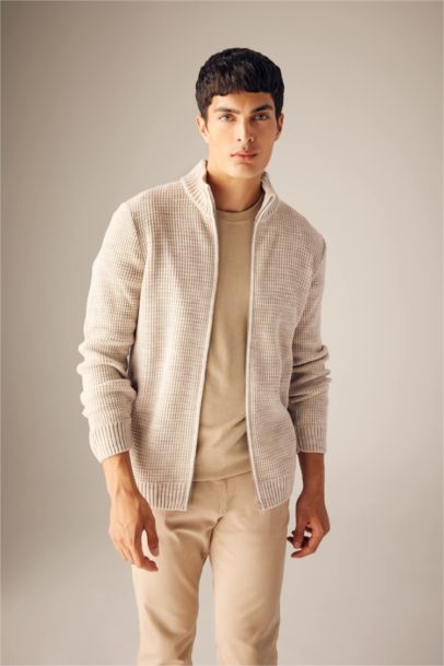 Standard Fit Half Turtleneck Knitwear Cardigan