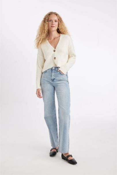 Regular Fit V Neck Basic Knitwear Cardigan