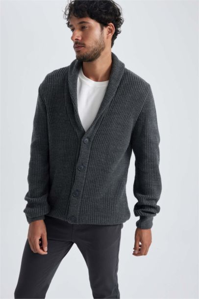 Standard Fit Shawl Collar Knitwear Cardigan
