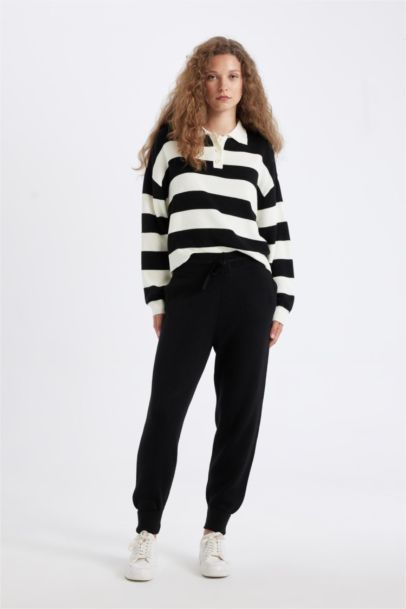 Pantalon Jogging en tricot basique taille élastique avec lacet