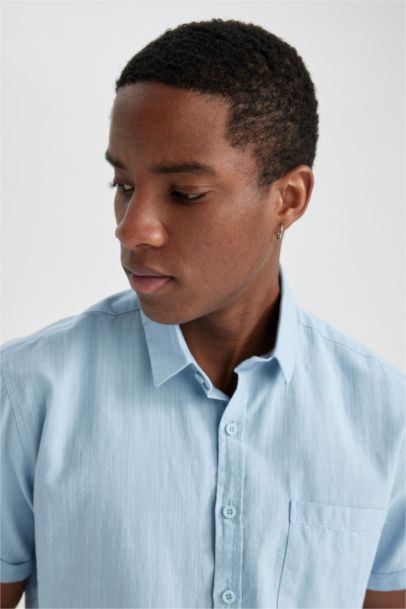 Slim Fit Polo Neck Short Sleeve Shirt