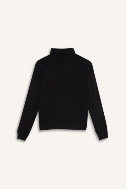 Pull noir à col roulé pour fille