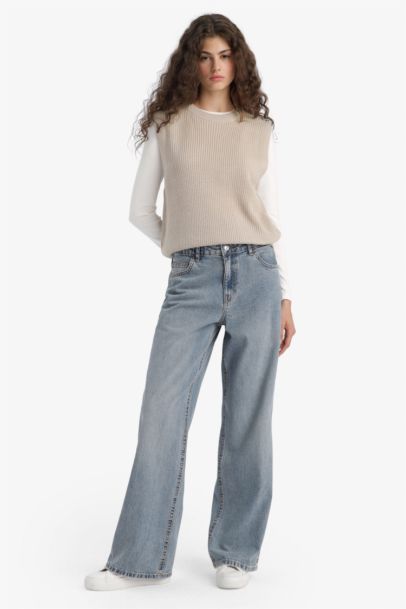 Pull sans manches en tricot oversize à col rond