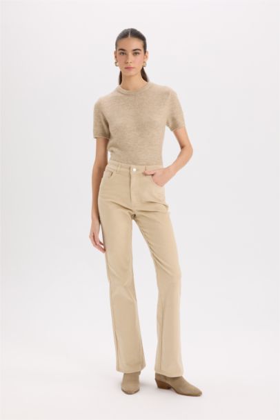 Flare Fit Pocketed High Waist Corduroy Trousers