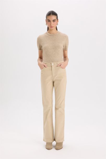 Flare Fit Pocketed High Waist Corduroy Trousers