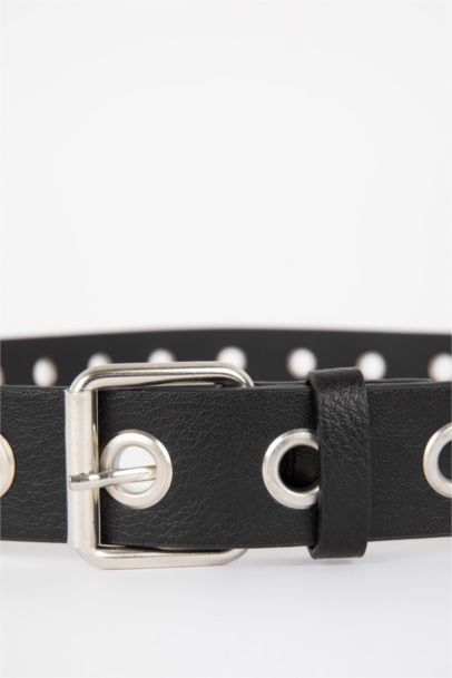 Women's Metal Eyed Faux Belt