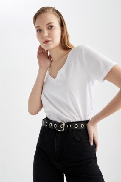 Women's Metal Eyed Faux Belt