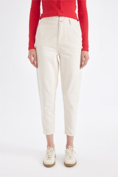 Pantalon Paperbag en Gabardine avec poches