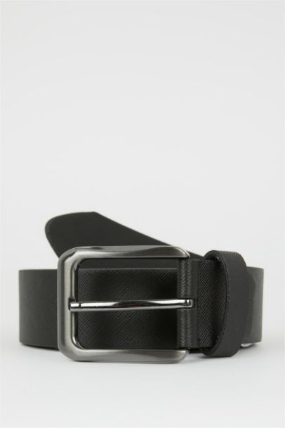 Man Faux Leather Denim Belt