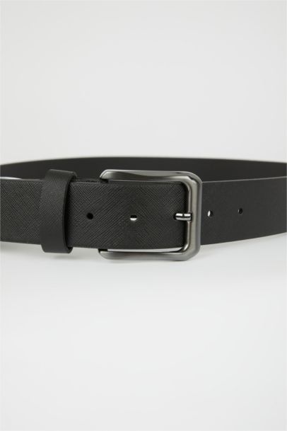 Man Faux Leather Denim Belt