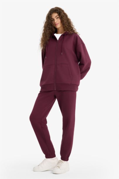 Jogger Fit Elastic Banded Leg Thick Fabric Trousers