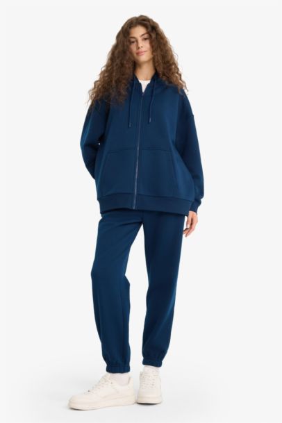 Jogger Fit Elastic Banded Leg Thick Fabric Trousers