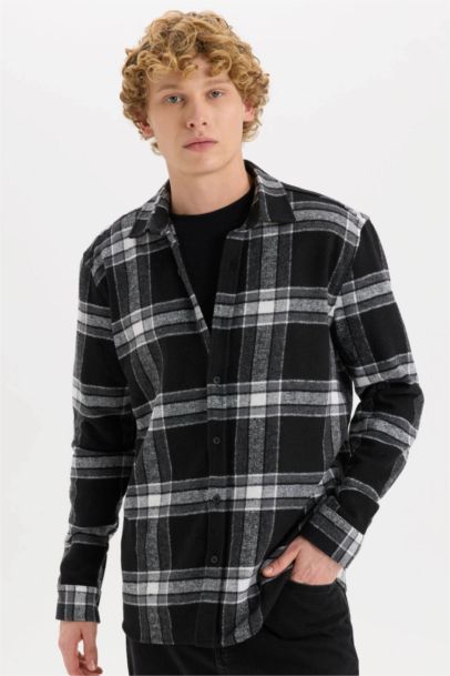 Regular Fit Kareli Oduncu Flanel Uzun Kollu Gömlek