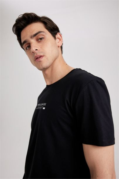 Regular Fit Crew Neck Printed Short Sleeve T-Shirt