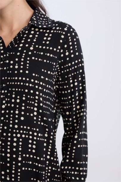 Loose Fit Shirt Collar Long Sleeve Tunic