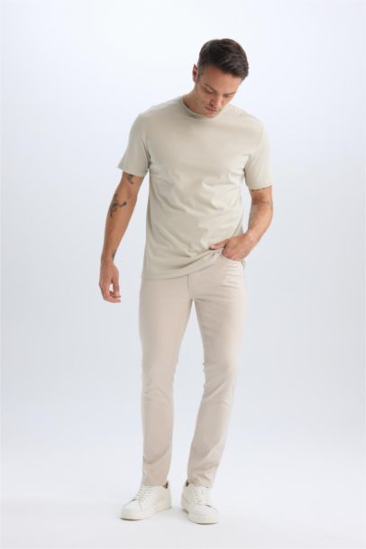 Yazlık Chino Kanvas Dokulu Pantolon Slim Fit Dar Kesim Cepli Dar Paça