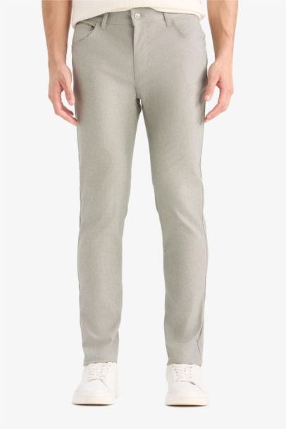 Yazlık Chino Kanvas Dokulu Pantolon Slim Fit Dar Kesim Cepli Dar Paça