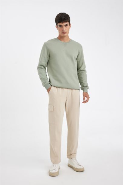 Regular Fit Crew Neck Thick Basic Sweatshirt