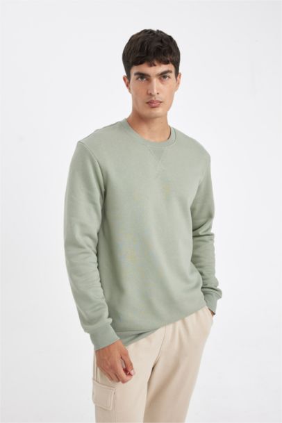 Regular Fit Crew Neck Thick Basic Sweatshirt
