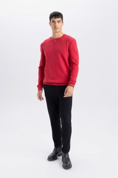 Regular Fit Crew Neck Thick Basic Sweatshirt