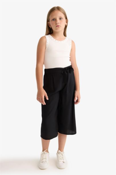 Girl Culotte Wide Leg Viscose Trousers