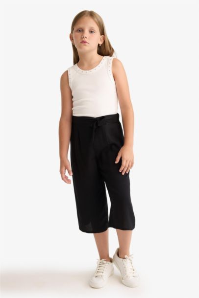 Girl Culotte Wide Leg Viscose Trousers