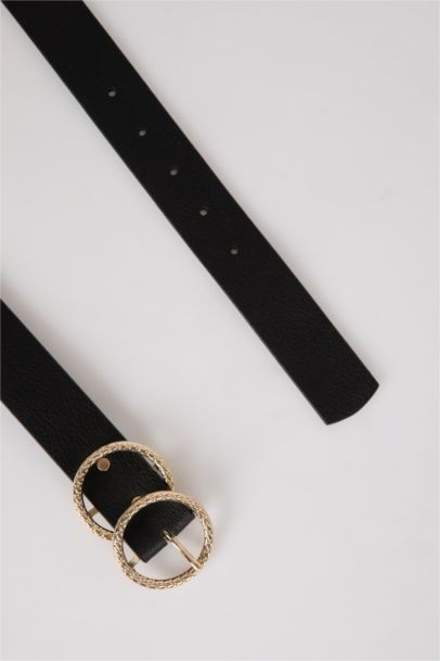 Women's Oval Buckle Faux Leather Classic Belt