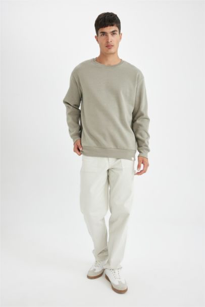 Oversize Fit Crew Neck Thick Basic Sweatshirt