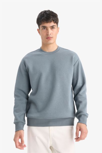 Relax Fit Crew Neck Thick Basic Sweatshirt