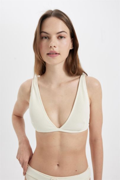 Regular Fit Ribbed Bikini Top