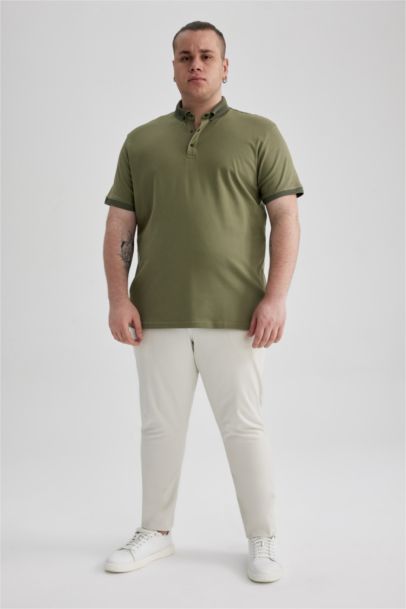 Slim Fit Polo Neck Short Sleeve Cotton T-Shirt