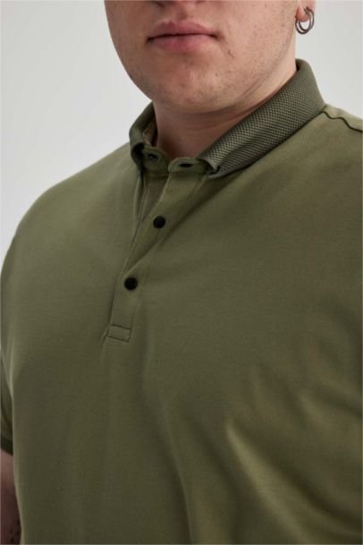 Slim Fit Polo Neck Short Sleeve Cotton T-Shirt