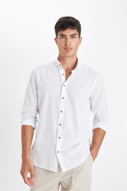 Modern Fit Polo Collar Long Sleeve Shirt