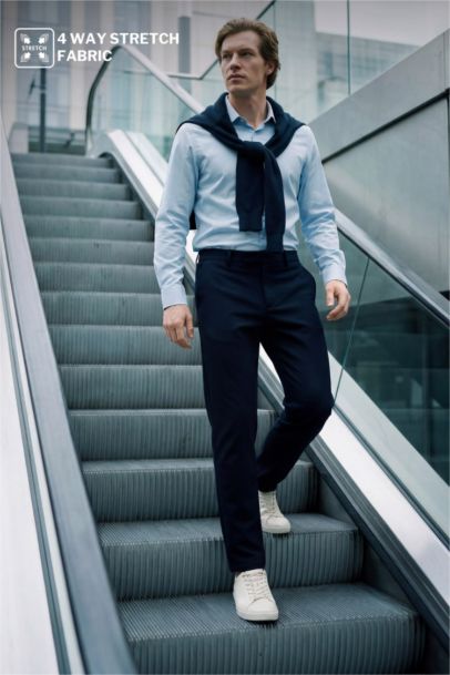 Tailored Fit Straight Leg Trousers