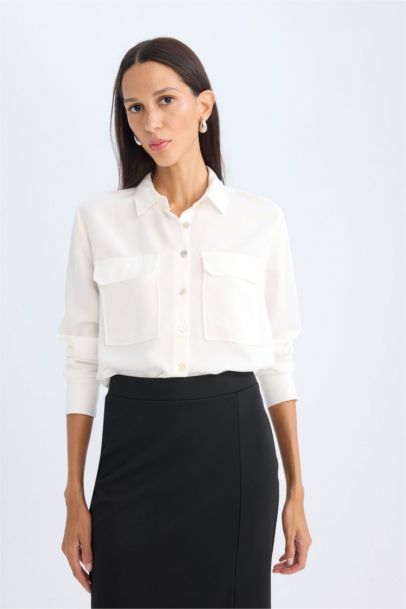 قميص ردن طويل محكم بقصة عادية