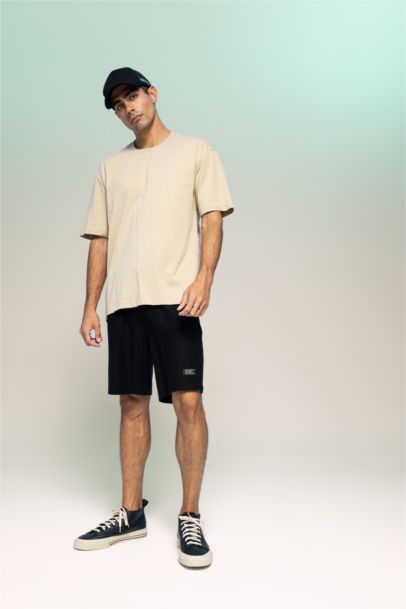 T-shirt Oversize basique en coton à manches courtes et Col rond