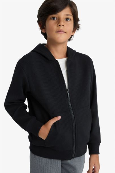 Boy Hooded Zippered Sweatshirt