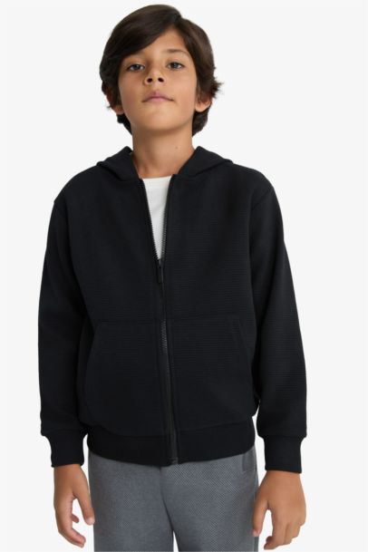 Boy Hooded Zippered Sweatshirt