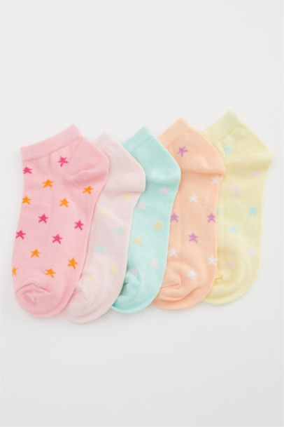 Girl Star Patterned 5 Pack Booties Socks