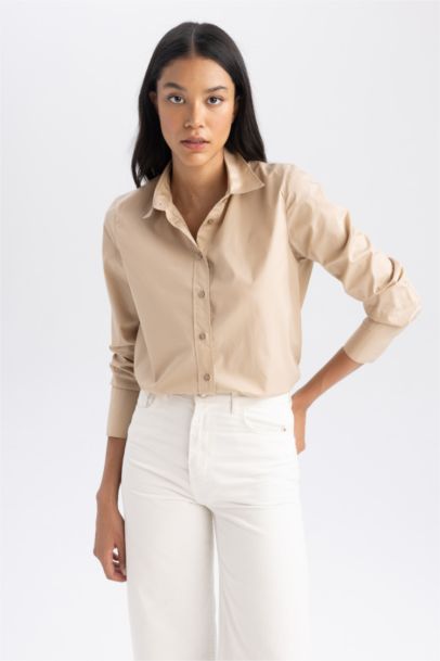 %100 Pamuk Oversize Geniş Kalıp Poplin Uzun Kollu Gömlek