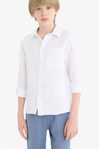 Boy Polo Neck Oxford Long Sleeve Shirt