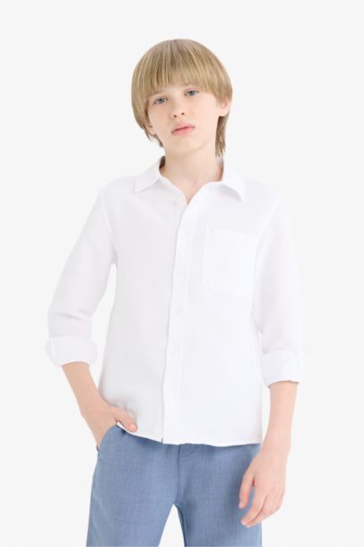 Boy Polo Neck Oxford Long Sleeve Shirt