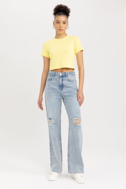 Coool Fitted Ribana Basic Düz Kısa Kollu Tişört