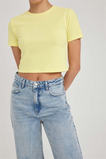 Coool Fitted Ribana Basic Düz Kısa Kollu Tişört